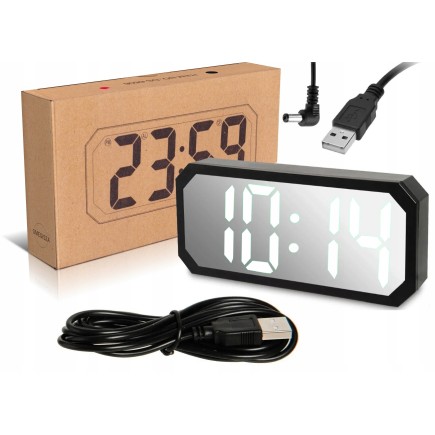 ZEGAR BUDZIK TERMOMETR LUSTRO DUŻE CYFRY 3KOLORY