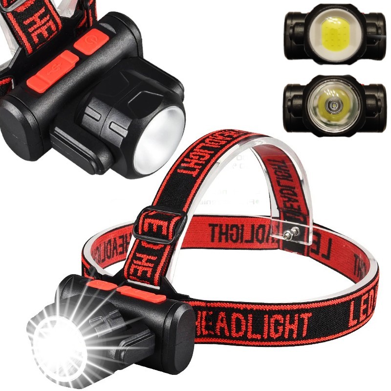 Czołowa Latarka Czołówka LED i COB Obracana Super Mocna