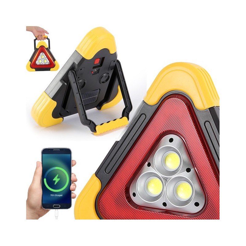 Ostrzegawczy Trójkąt Samochodowy Drogowy z PowerBank i Latarką