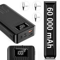 Powerbank 60000 mAh Rozmiar XXL Wbudowana Latarka