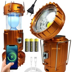 Lampa Solarna LED COB Szperacz Powerbank 27 cm 230V USB 3xAA