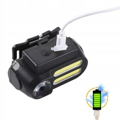 Latarka Czołówka 16 LED COB USB 4 Tryby Taktyczna
