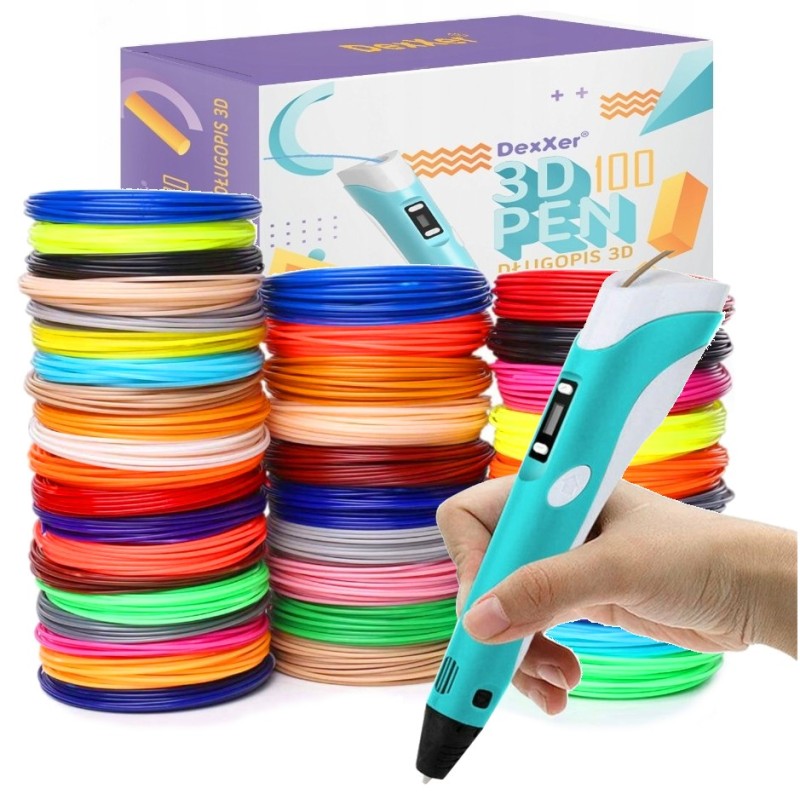 Długopis Drukarka 3D + 100m Filamentów - Niebieski