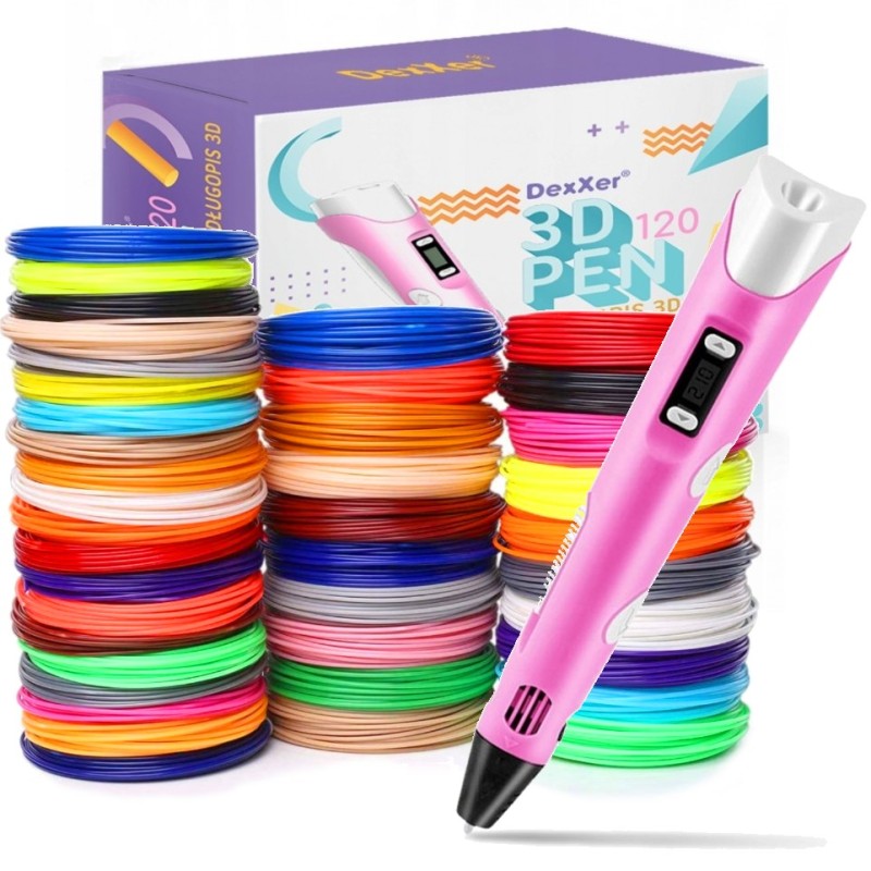 Długopis Drukarka 3D + 120m Filamentów - Różowy