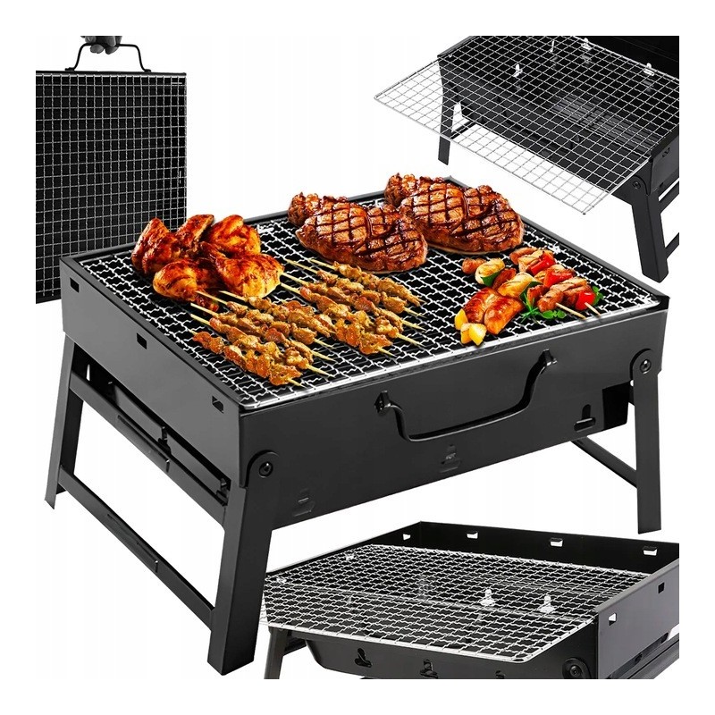 Grill Ogrodowy Turystyczny Węglowy Przenośny Walizka Składany 44x30