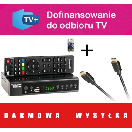ZESTAW Tuner DVB-T2 HEVC Cabletech + PRZEWÓD HDMI + DARMOWA WYSYŁKA