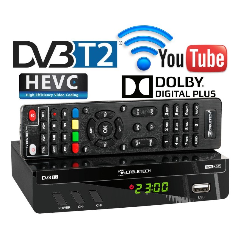 Tuner cyfrowy DVB-T2 H.265 HEVC Cabletech + INTERNET YouTube
