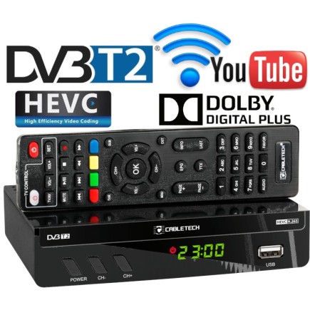 Tuner cyfrowy DVB-T2 H.265 HEVC Cabletech + INTERNET YouTube