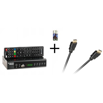 ZESTAW Tuner DVB-T2/C HEVC H.265 Cabletech dekoder cyfrowy + PRZEWÓD HDMI