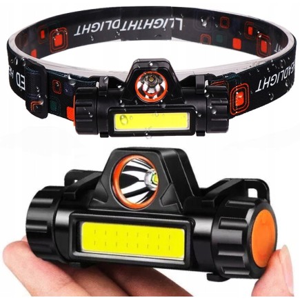 Latarka Czołowa Do Biegania LED COB Dwie Lampy