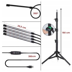 4x Lampa LED Do Uprawy Roślin Zestaw Statyw 150cm Timer