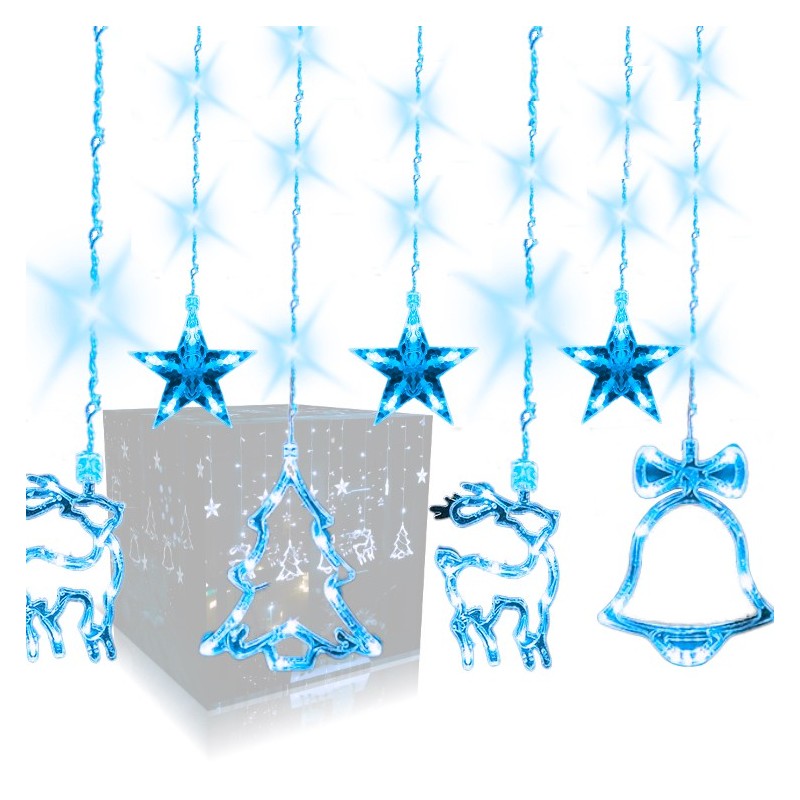 Lampki Choinkowe Kurtyna Girlanda LED 8 programów Zimne