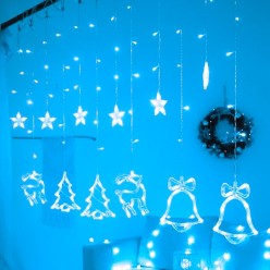 Lampki Choinkowe Kurtyna Girlanda LED 8 programów Zimne