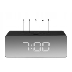 Lustro Zegar Cyfrowy Budzik Temperatura Duże Cyfrowy