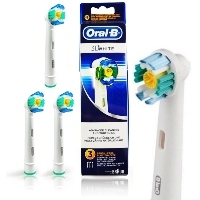 BOX SZCZOTECZKI KOŃCÓWKI ORAL-B 3D WHITE PACZKA 3szt