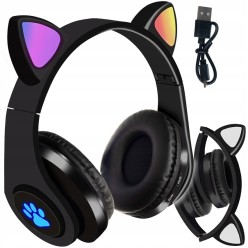 Słuchawki Bezprzewodowe Kocie Świecące Uszy dla Dzieci Bluetooth
