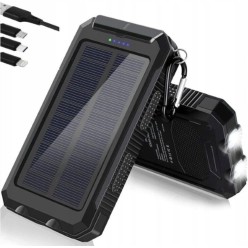 Powerbank Solarny 20000 mAh Latarka i Kompas 2xUSB USB-C MicroUSB