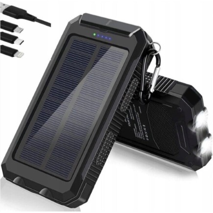 Powerbank Solarny 20000 mAh Latarka i Kompas 2xUSB USB-C MicroUSB