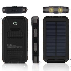 Powerbank Solarny 20000 mAh Latarka i Kompas 2xUSB USB-C MicroUSB