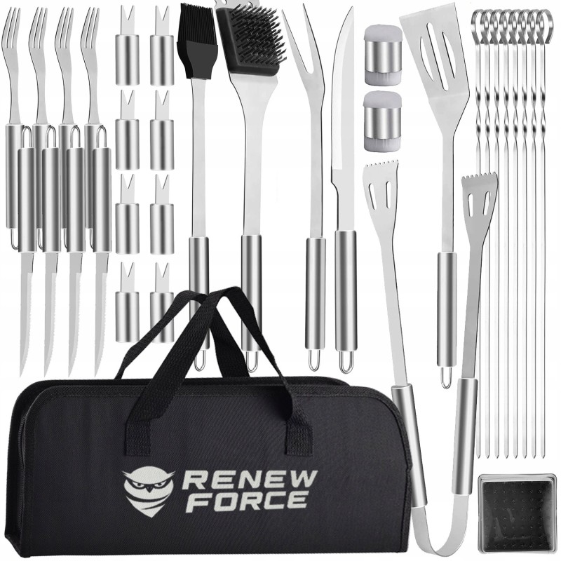 ZESTAW DO GRILLA PRZYBORY + AKCESORIA ETUI 33 SZT