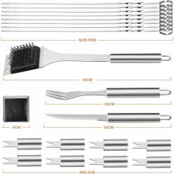 ZESTAW DO GRILLA PRZYBORY + AKCESORIA ETUI 33 SZT