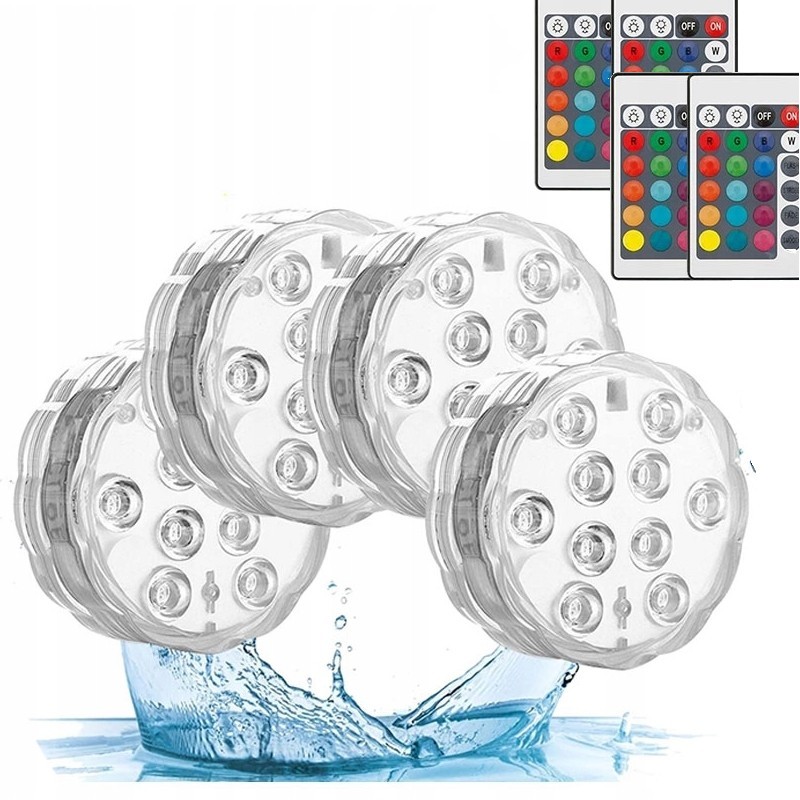 4x Lampki Do Basenu Basenowe Podwodne 16 Kolorów + Pilot