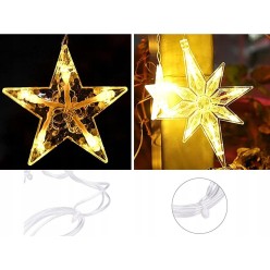 Lampki Choinkowe Kurtyna Girlanda LED Gwiazdy 8 programów Ciepłe