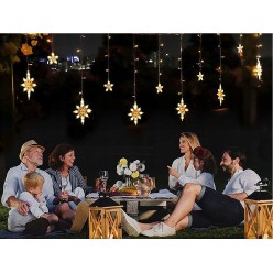 Lampki Choinkowe Kurtyna Girlanda LED Gwiazdy 8 programów Ciepłe