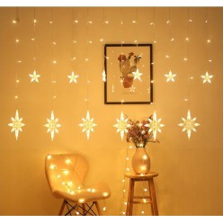 Lampki Choinkowe Kurtyna Girlanda LED Gwiazdy 8 programów Ciepłe