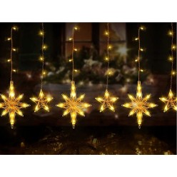 Lampki Choinkowe Kurtyna Girlanda LED Gwiazdy 8 programów Ciepłe
