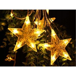 Lampki Choinkowe Kurtyna Girlanda LED Gwiazdy 8 programów Ciepłe