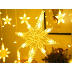 Lampki Choinkowe Kurtyna Girlanda LED Gwiazdy 8 programów Ciepłe