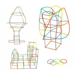 ZABAWKA KREATYWNE KLOCKI SŁOMKI ZABAWKI DLA DZIECI 408 ELEMENTÓW