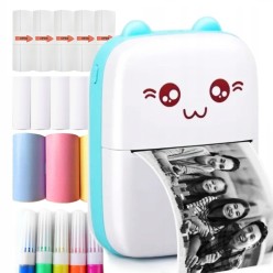 Zestaw 18w1 Mini Drukarka Przenośna Bezprzewodowa 14Rolek 6Markerów