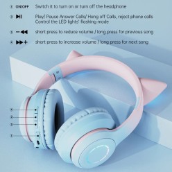 Gamingowe Słuchawki Kocie Uszy z Mikrofonem Przewodowe i Bezprzewodowe