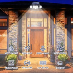 Lampa Solarna Zewnętrzny Kinkiet 192 LED Na Ścianę z Przewodem 5 metrów