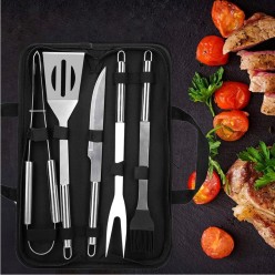 Zestaw Narzędzi Do Akcesoria Do Grilla Stalowe Przybory 5w1 Etui