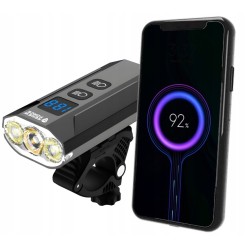 Lampka Rowerowa LED z 1000lm Zestaw Tył i Przód z Powerbank