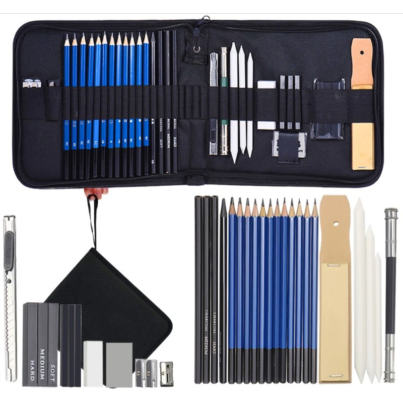 Piórnik Ołówki Profesjonalny Zestaw Do Szkicowania 32szt Elementy