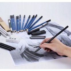 Piórnik Ołówki Profesjonalny Zestaw Do Szkicowania 32szt Elementy