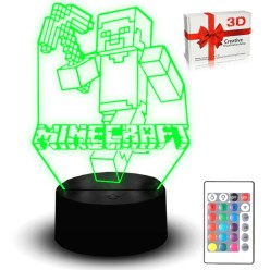 Nocna Lampka Dla Dziecka Minecraft + Pilot Bezprzewodowy