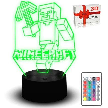 Nocna Lampka Dla Dziecka Minecraft + Pilot Bezprzewodowy