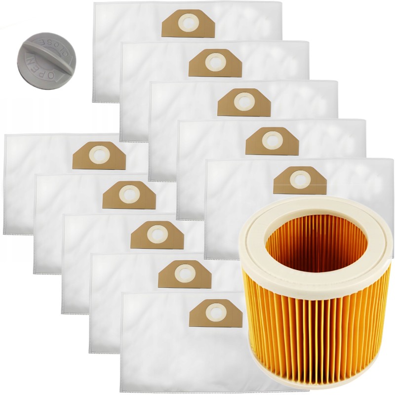 Zestaw 10x Worków Worki Karcher z Filtrem i Uchwytem Montażowym