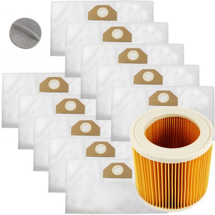 Zestaw 10x Worków Worki Karcher z Filtrem i Uchwytem Montażowym