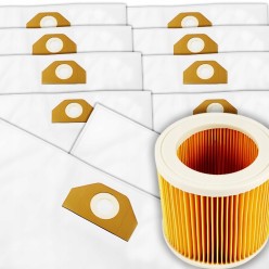 Zestaw 10x Worków Worki Karcher z Filtrem i Uchwytem Montażowym