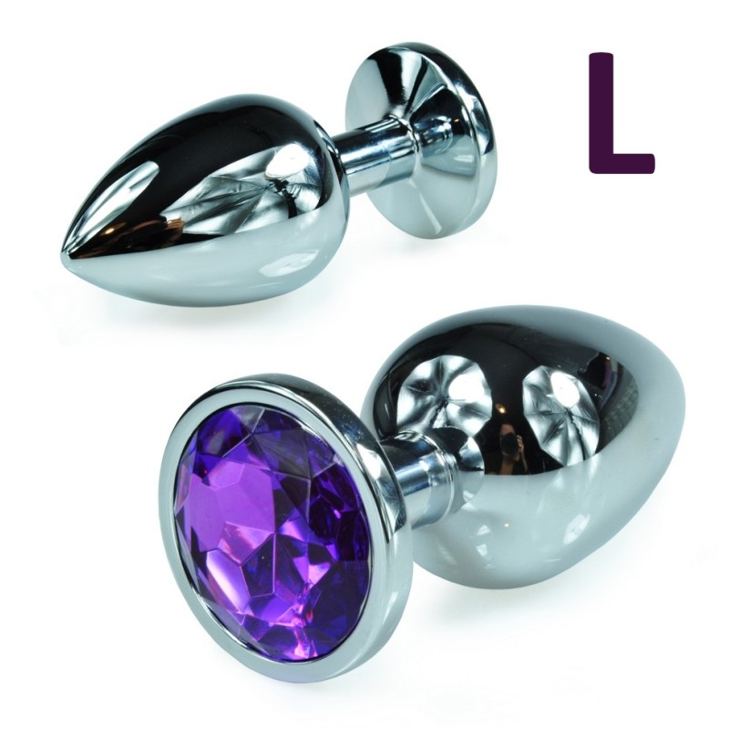 STALOWY KOREK ANALNY Z KRYSZTAŁEM ROZMIAR L