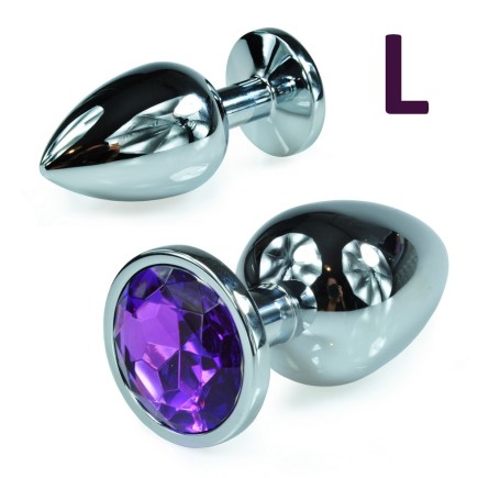 STALOWY KOREK ANALNY Z KRYSZTAŁEM ROZMIAR L