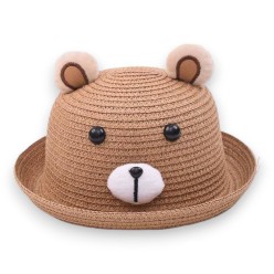 Słomkowy Zestaw Kapelusz i Torebka MIŚ - Letnia Stylizacja dla Dzieci Brązowy