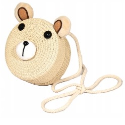 Słomkowy Zestaw Kapelusz i Torebka MIŚ - Letnia Stylizacja dla Dzieci Beżowy